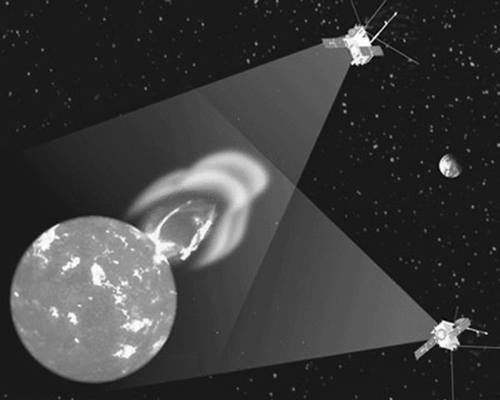 STEREO 的两个在轨探测器从不同方位观测太阳 STEREO 的两个在轨探测器从不同方位观测太阳